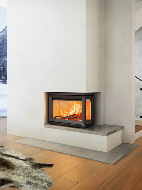 Insert à bois Jøtul I 520 FR en fonte, en angle